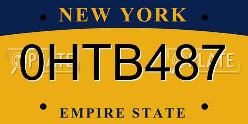 0HTB487 New York License Plate