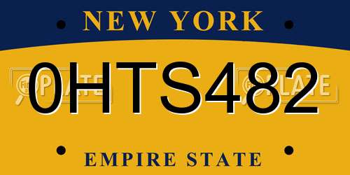 0HTS482 New York License Plate