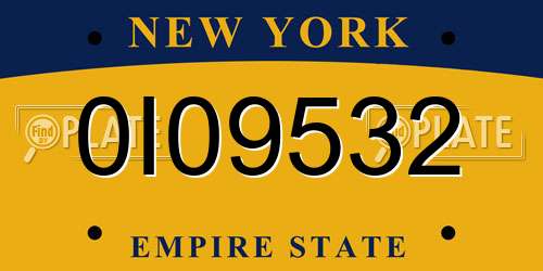0I09532 New York License Plate