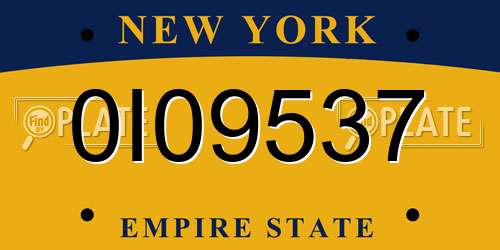 0I09537 New York License Plate