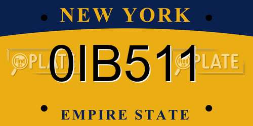 0IB511 New York License Plate