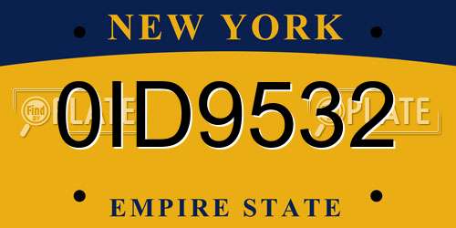 0ID9532 New York License Plate