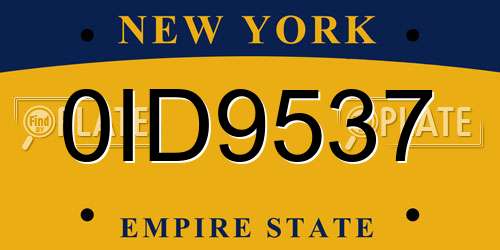 0ID9537 New York License Plate