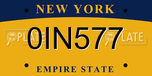 0IN577 New York License Plate
