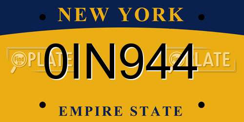 0IN944 New York License Plate