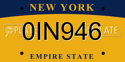 0IN946 New York License Plate