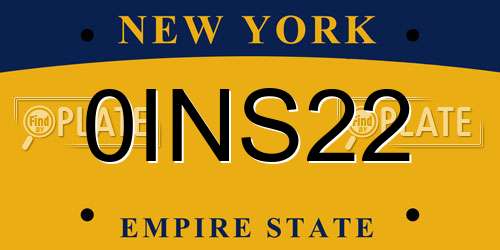 0INS22 New York License Plate