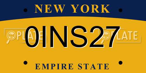 0INS27 New York License Plate
