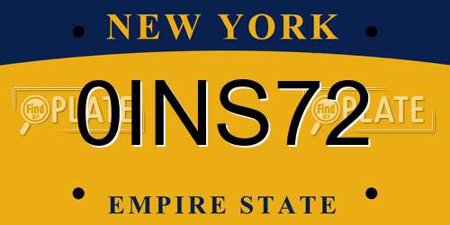 0INS72 New York License Plate