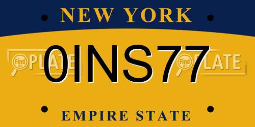 0INS77 New York License Plate