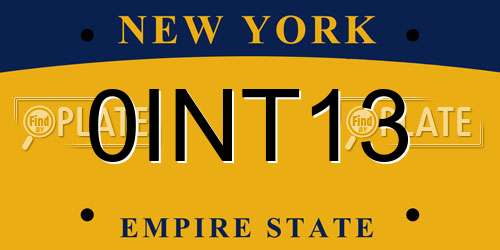 0INT13 New York License Plate