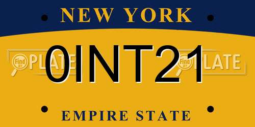 0INT21 New York License Plate