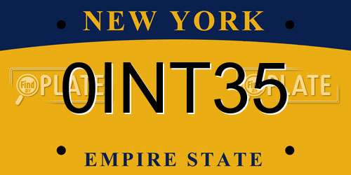 0INT35 New York License Plate
