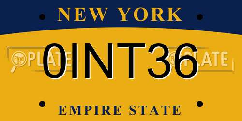 0INT36 New York License Plate