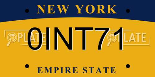 0INT71 New York License Plate