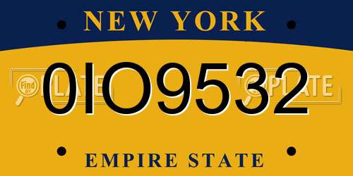 0IO9532 New York License Plate