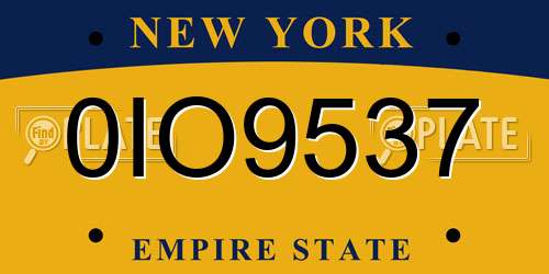 0IO9537 New York License Plate