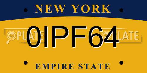 0IPF64 New York License Plate