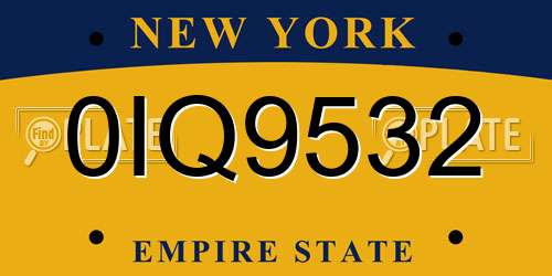 0IQ9532 New York License Plate