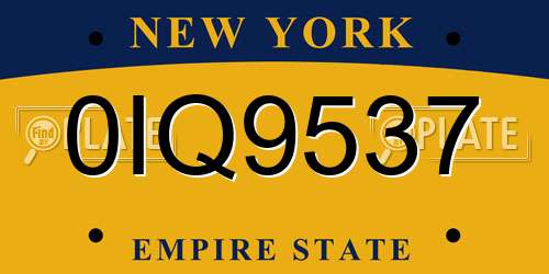 0IQ9537 New York License Plate