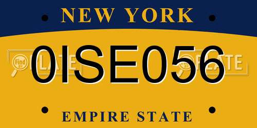 0ISE056 New York License Plate