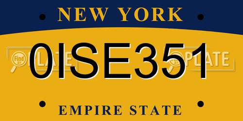 0ISE351 New York License Plate