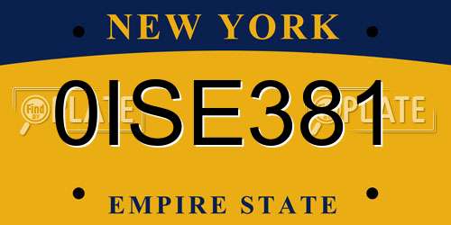 0ISE381 New York License Plate