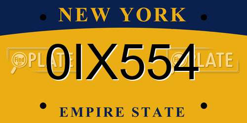 0IX554 New York License Plate