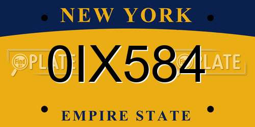 0IX584 New York License Plate