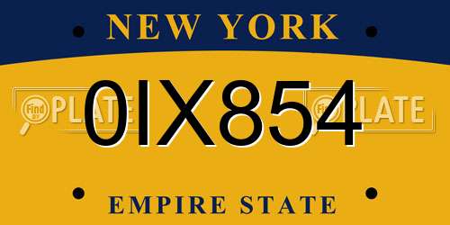 0IX854 New York License Plate