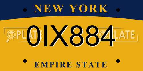0IX884 New York License Plate