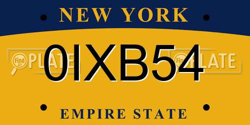 0IXB54 New York License Plate