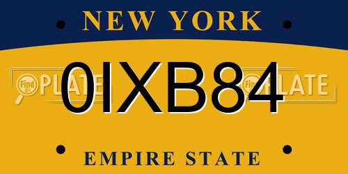 0IXB84 New York License Plate