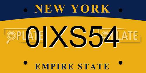 0IXS54 New York License Plate