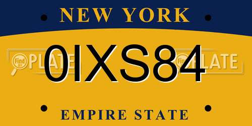 0IXS84 New York License Plate