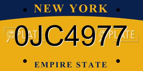 0JC4977 New York License Plate