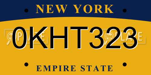 0KHT323 New York License Plate