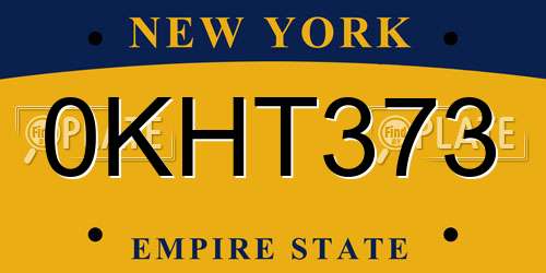 0KHT373 New York License Plate