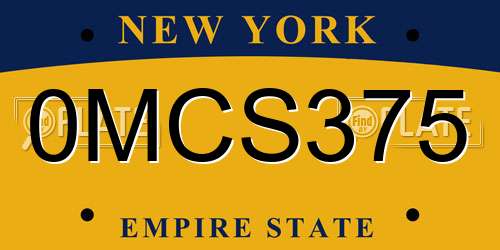 0MCS375 New York License Plate