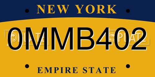 0MMB402 New York License Plate