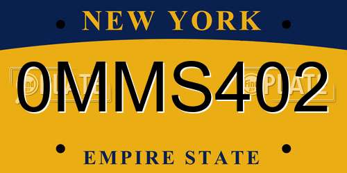 0MMS402 New York License Plate