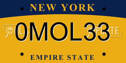 0MOL33 New York License Plate