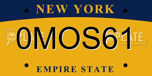 0MOS61 New York License Plate