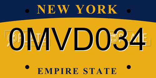0MVD034 New York License Plate