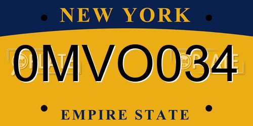0MVO034 New York License Plate