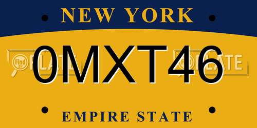 0MXT46 New York License Plate
