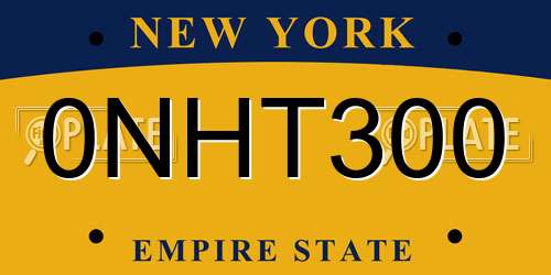 0NHT300 New York License Plate