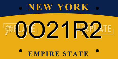 0O21R2 New York License Plate