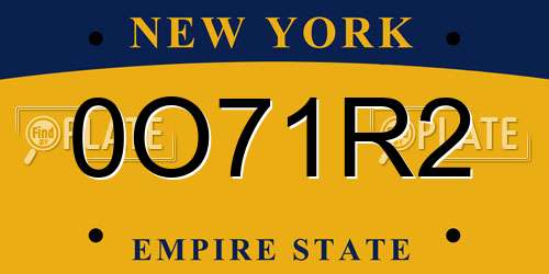 0O71R2 New York License Plate
