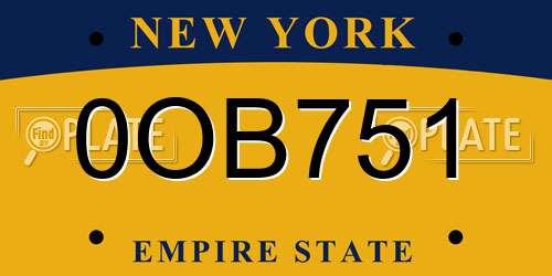 0OB751 New York License Plate